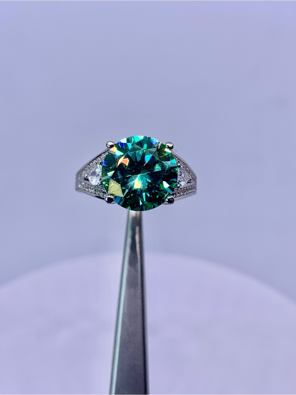 Green Blue Vintage Solitaire Moissanite Ring Women Jewelry 5 Ct 925 Silver GRA - Picture 6 of 11